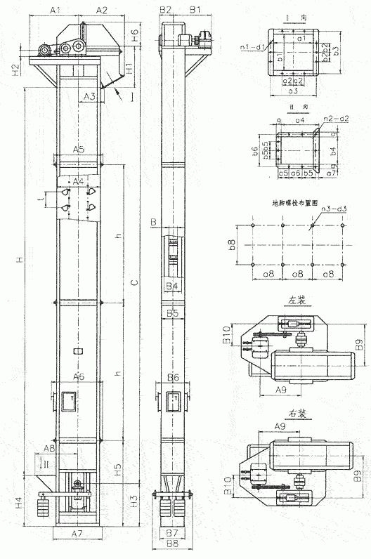 常見的TD、TH、NE斗提機(jī)標(biāo)準(zhǔn)地腳孔參數(shù)